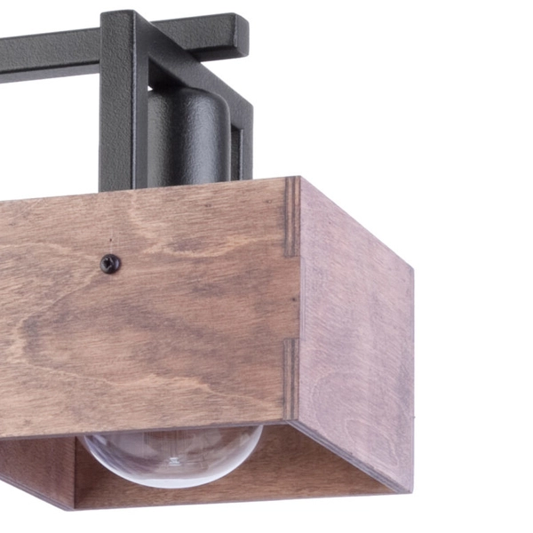 Rustykalny kinkiet drewniany Dakota ścienny do sypialni czarny