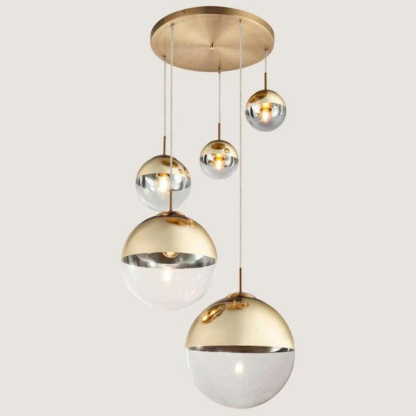LAMPA wisząca VARUS 15855-5 Globo OPRAWA kaskada szklane kule balls złota przezroczysta