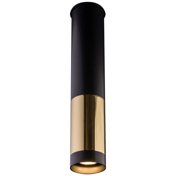 Lampa sufitowa KAVOS 0379 metalowa okrągła tuba downlight czarny złoty