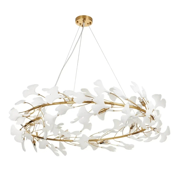 Wisząca lampa ceramiczna BOTANIKA XY080P-150 liście biały złoty