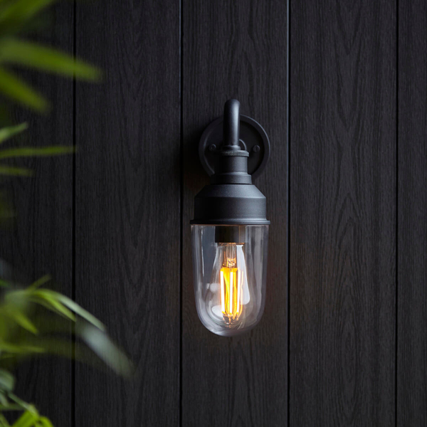 Metalowa lampa elewacyjna L&-195886 IP44 czarny przezroczysty