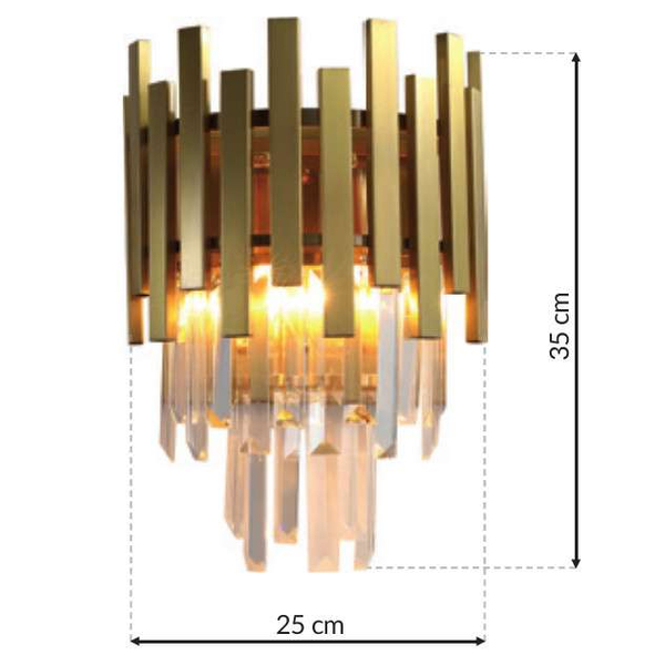 Ścienna LAMPA glamour ASPEN ML5998 Milagro metalowa OPRAWA kinkiet kryształki crystals złote