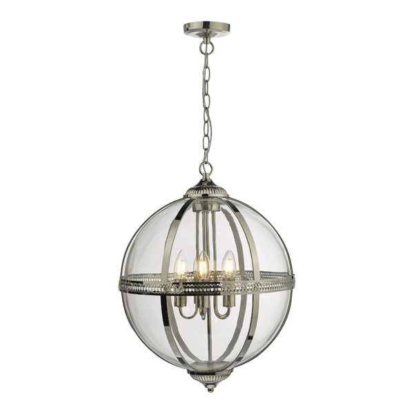 Wisząca lampa kula Vanessa VAN0538 Dar Lighting przezroczysta nikiel