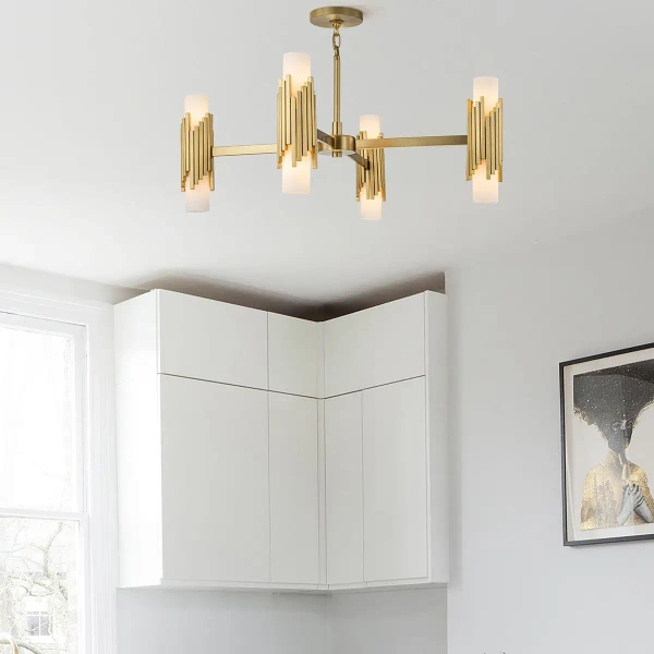 Metalowa lampa wisząca Marvela MARVELE8-AB-OPAL tubki mosiądz