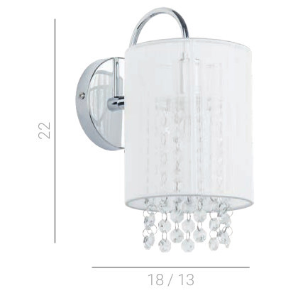 Abażurowa LAMPA kinkiet LANA MBM1787/1 WH Italux kinkiet OPRAWA z kryształkami glamour crystal tuba biała