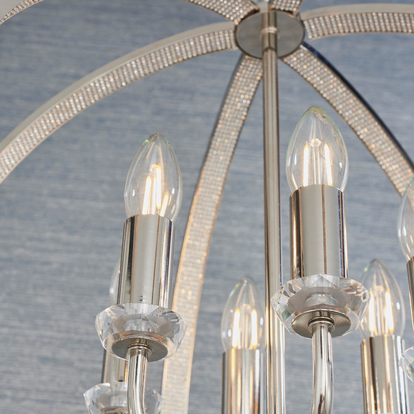 Wisząca lampa retro Ritz 81508 kulista świecznikowa srebrny