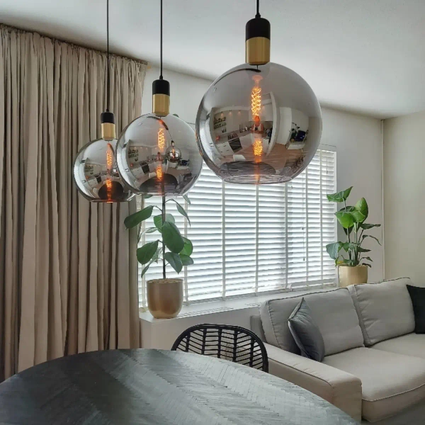 Wisząca lampa potrójna Julius 34438/03/65 Lucide okrągła czarna złota