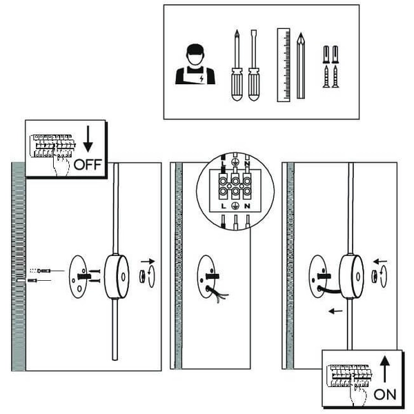 Sypialniany kinkiet ścienny Mahaka 4034 Shilo z włącznikiem szara
