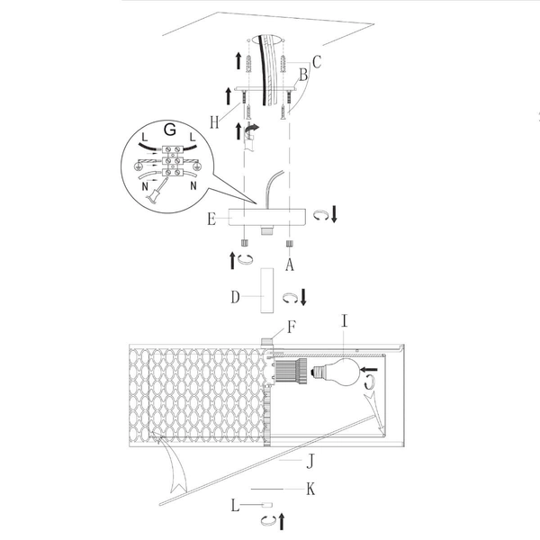 Przysufitowa lampa Cordero 101568 Endon metal szkło tkanina biały złoty