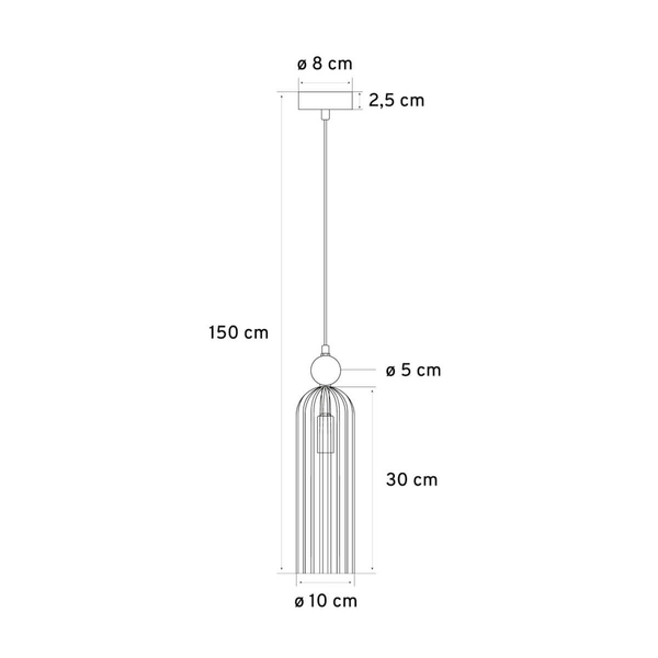 Szklana lampa wisząca tuba Regina 1241 złoty przezroczysty