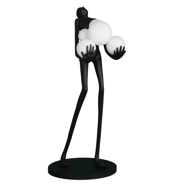 Lampa podłogowa do salonu Woman F9312 Step kule balls białe czarne