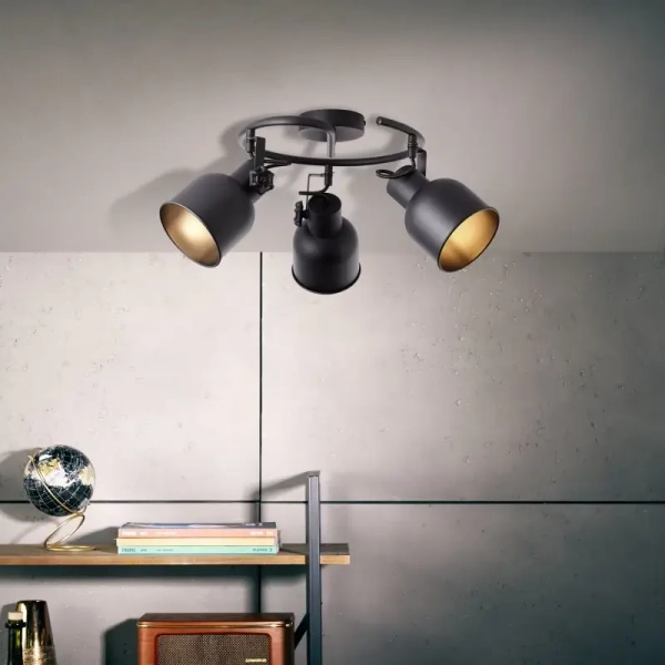 Regulowana lampa sufitowa Rolet 49633/76 reflektorki czarne złote