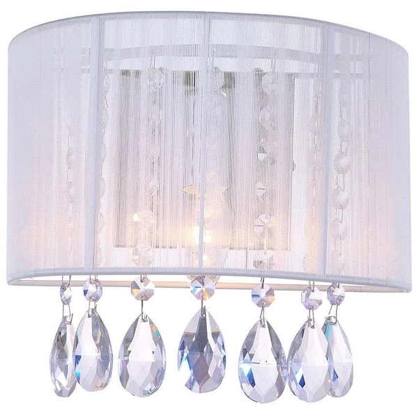 Kinkiet LAMPA ścienna ESSENCE A.9262/1 WH Italux abażurowa OPRAWA glamour z kryształkami crystals biała