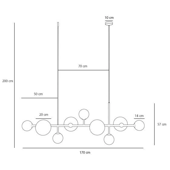 Molekułowa lampa sufitowa DIONE 1092N Aldex do salonu biały