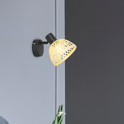 Kinkiet z włącznikiem Rattan 3133 ścienna lampa z regulacją brązowa