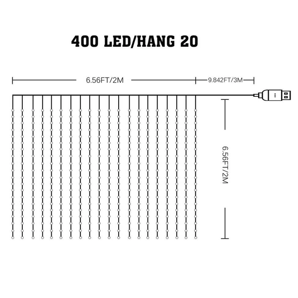 Dekoracyjna kurtyna świetlna Wizard EK1390 LED 10W RGB girlanda biała