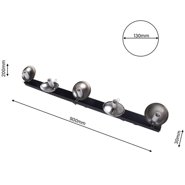 Plafon LAMPA sufitowa SFERA MLP8875 Milagro metalowa OPRAWA kule balls na listwie czarne białe chrom