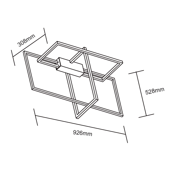 Czarny geometryczny plafon Frame LED 60W 3000K do salonu