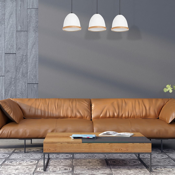 Skandynawska LAMPA wisząca STUDIO MLP8850 Milagro metalowa OPRAWA listwa ZWIS hygge biały drewno