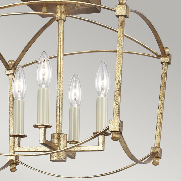 Metalowa lampa sufitowa QN-THAYER-SF-ADB candles antyk złota