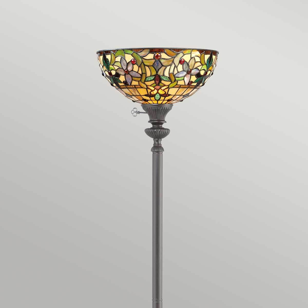Podłogowa lampa witrażowa Kami QZ-KAMI-UL Quoizel szkło metal brąz multikolor