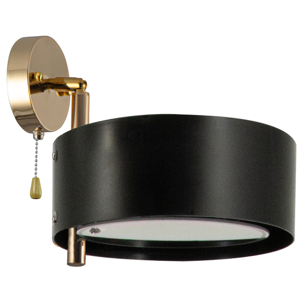 Regulowana LAMPA ścienna DRS8006/1 TR BL Elem metalowa OPRAWA loftowy kinkiet złoty czarny
