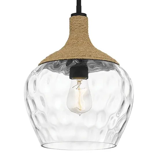 Ekologiczna lampa wisząca Royer QZ-ROYER-1P-MBK szklana rattan czarny