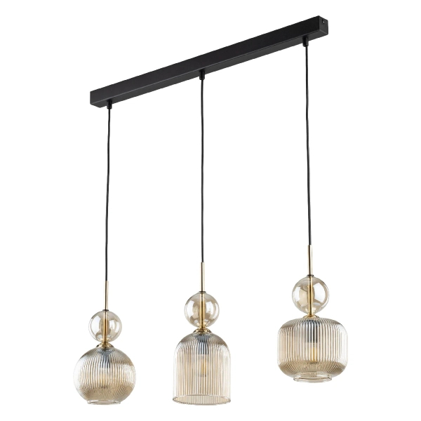 Szklana wisząca lampa Sophia Cognac 11042 ryflowana bursztynowa beżowy