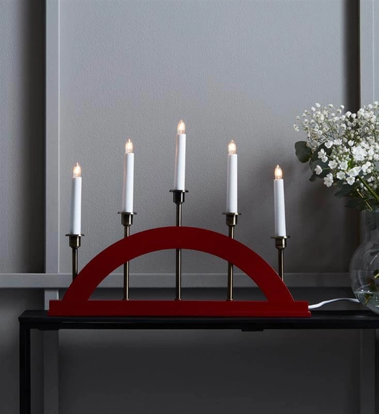 Bożonarodzeniowy świecznik dekoracyjny Bridge czerwony mosiądz