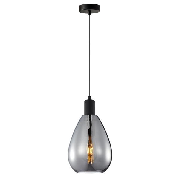 Pojedyncza lampa przydymiona Zulo PND-27812-BK-SG Italux do kuchni czarna