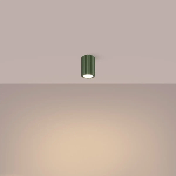 Downlight lampa sufitowa KARBON SL.1606 tuba ryflowana oliwkowa