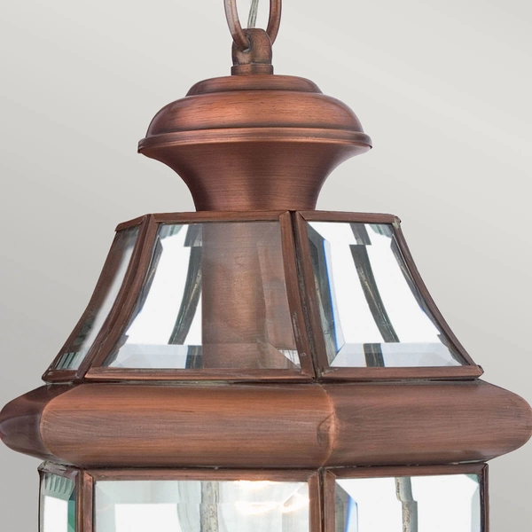 Lampa wisząca na łańcuchu Newbury QZ-NEWBURY8-M-AC Quoizel IP44 przezroczysta miedź