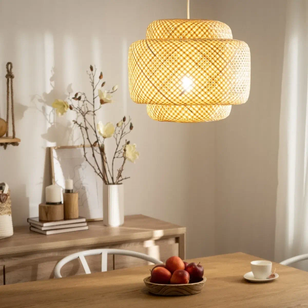 Salonowa lampa zwis Boho ABR-LW17-BH-E27 Abruzzo bambus beżowa