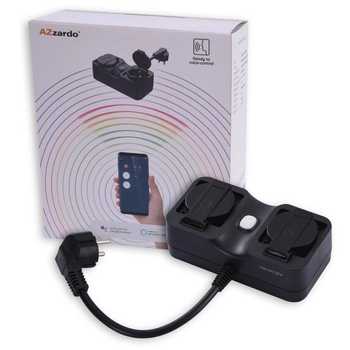 Wtyczka sterowana aplikacją DOUBLE AZ3223 Azzardo IP44 podwójna czarny