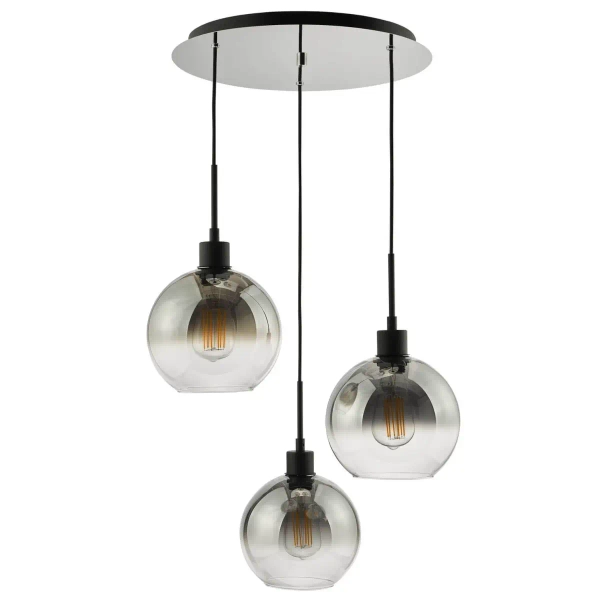 Potrójna lampa wisząca Lycia LYC8822 do salonu szklane czarne przydymione