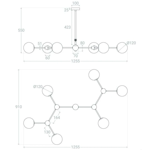 Molekułowa lampa wisząca Milano ABR-LWR-6XE27 Abruzzo biały złoty