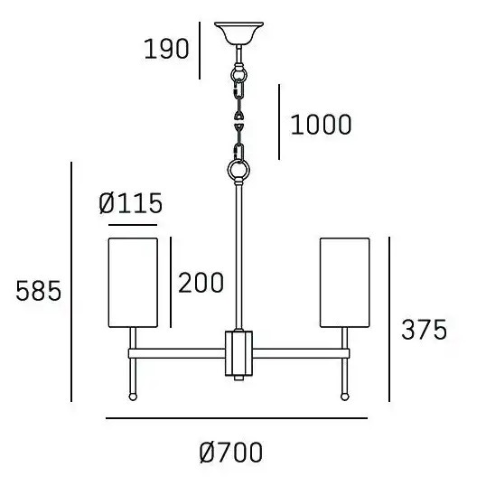 Modernistyczna LAMPA wisząca DENVER P06970BR-WH Cosmolight abażurowy żyrandol na łańcuchu złoty