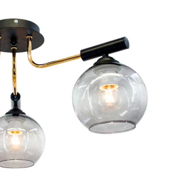 LAMPA sufitowa 2207/3 BL TR Elem metalowa OPRAWA modernistyczna czarna złota