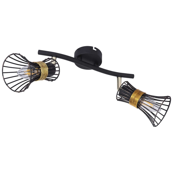 LAMPA ścienna PURRA 54814-2 Globo rustykalna OPRAWA kinkiet klatki druciane industrialne czarne złote
