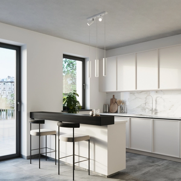 Wisząca lampa nad stół Ring SL.1098 Sollux z reflektorkami biała