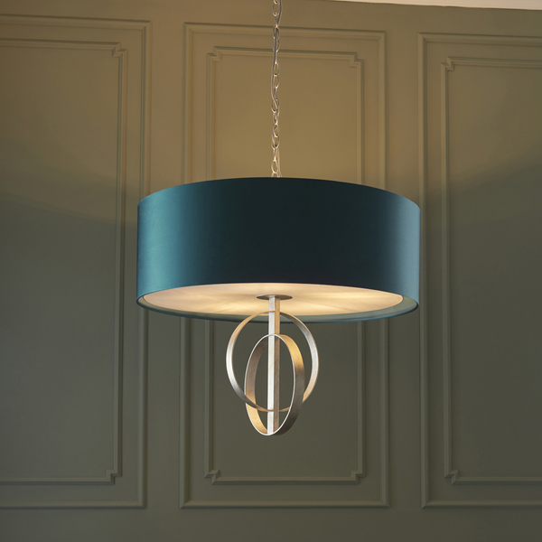 Wisząca lampa hampton L&-195223 Light& z abażurem morskim srebrna