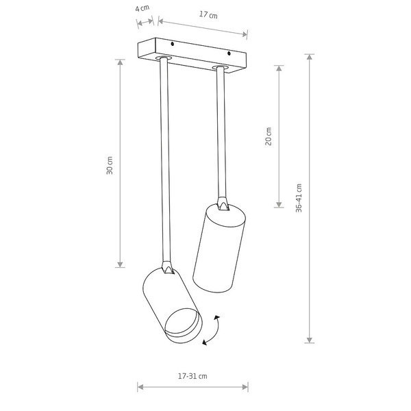 Lampa stropowa 2-płomienna Mono 7672 kuchenna nad wyspę biała
