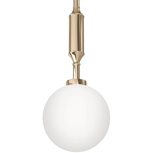 Pojedyncza lampa wisząca Eri I szklana kula ball biała złota