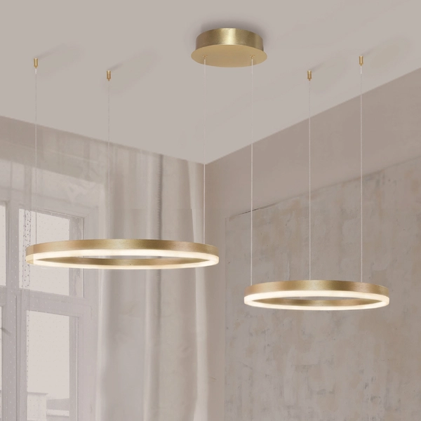 Lampa wisząca pierścieniowa z pilotem Halo AZ4979 80+60 LED 90W ringi złote