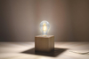 Stołowa LAMPKA ekologiczna SL.0677 stojąca LAMPA biurkowa drewniana kostka cube kwadratowa