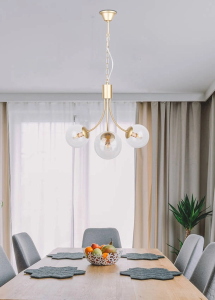 Złota lampa wisząca Dani szklane kule do jadalni nad stół