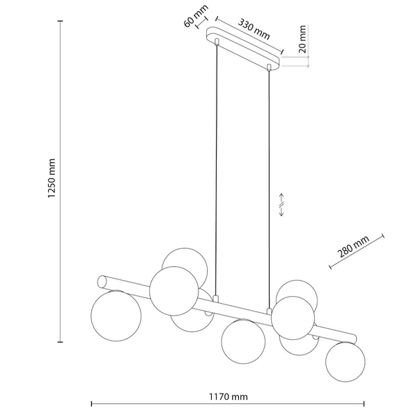 Lampa wisząca do salonu Estera 10273 bubbles belka drewniana biała