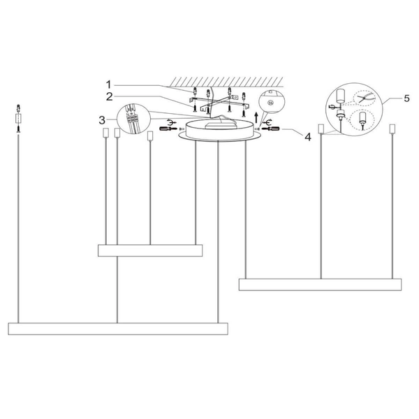 Wisząca lampa złota Vidal pierścienie LED 120W do salonu
