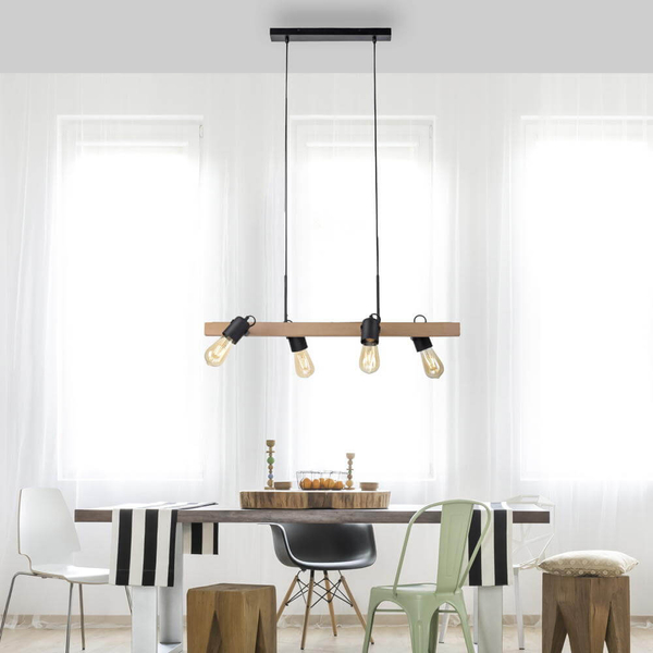 Wisząca lampa skandynawska Canop drewniana belka do salonu