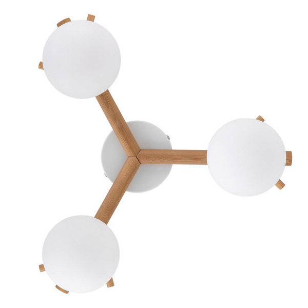 Potrójna lampa sufitowa Sheron 5308 TK Lighting kule biały drewniany